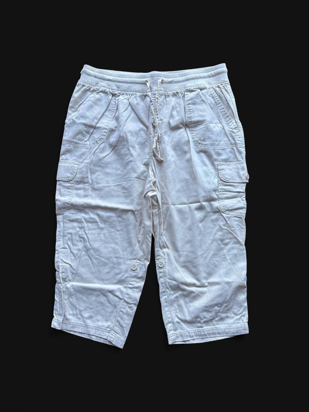 ✨Y2K cream cargo capri pants with adjustable waistband, size 18W✨